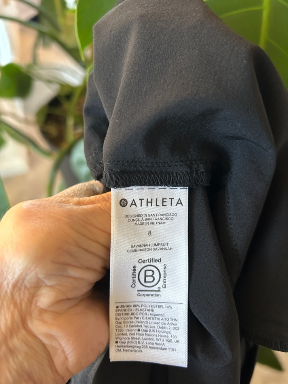 Athleta Savannah Jumpsuit Black Size 8 Drapey V-Neck Travel Chic - Picture 7 of 8